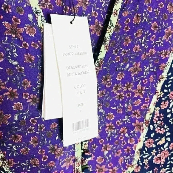 NEW Veronica Beard Betta Blouse Floral Bohemian Purple Quiet Luxury Garden Party - Picture 8 of 8